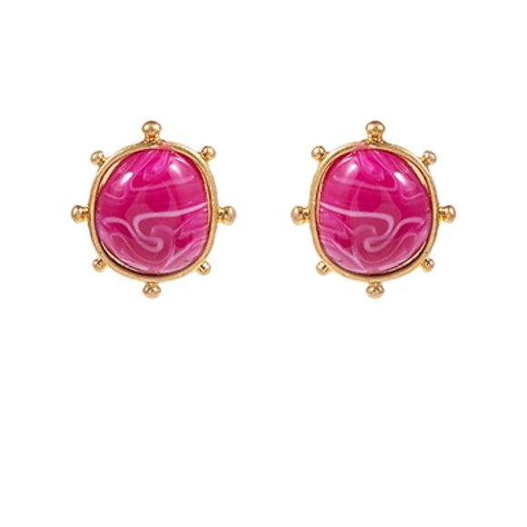 Organic Shape Stone Epoxy Earrings - Picture 2 of 2